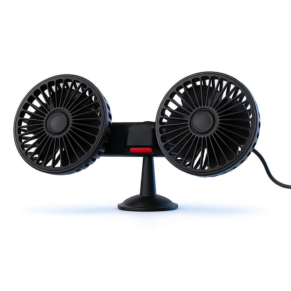 AI Mode On Car Dual-Head Fan – 360° Cooling Comfort