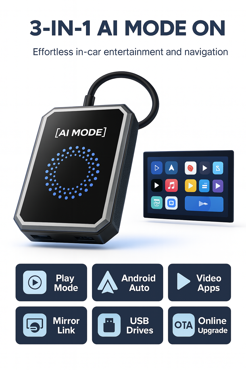 AI Mode On Wireless Apple CarPlay Adapter – Entertainment & Convenience