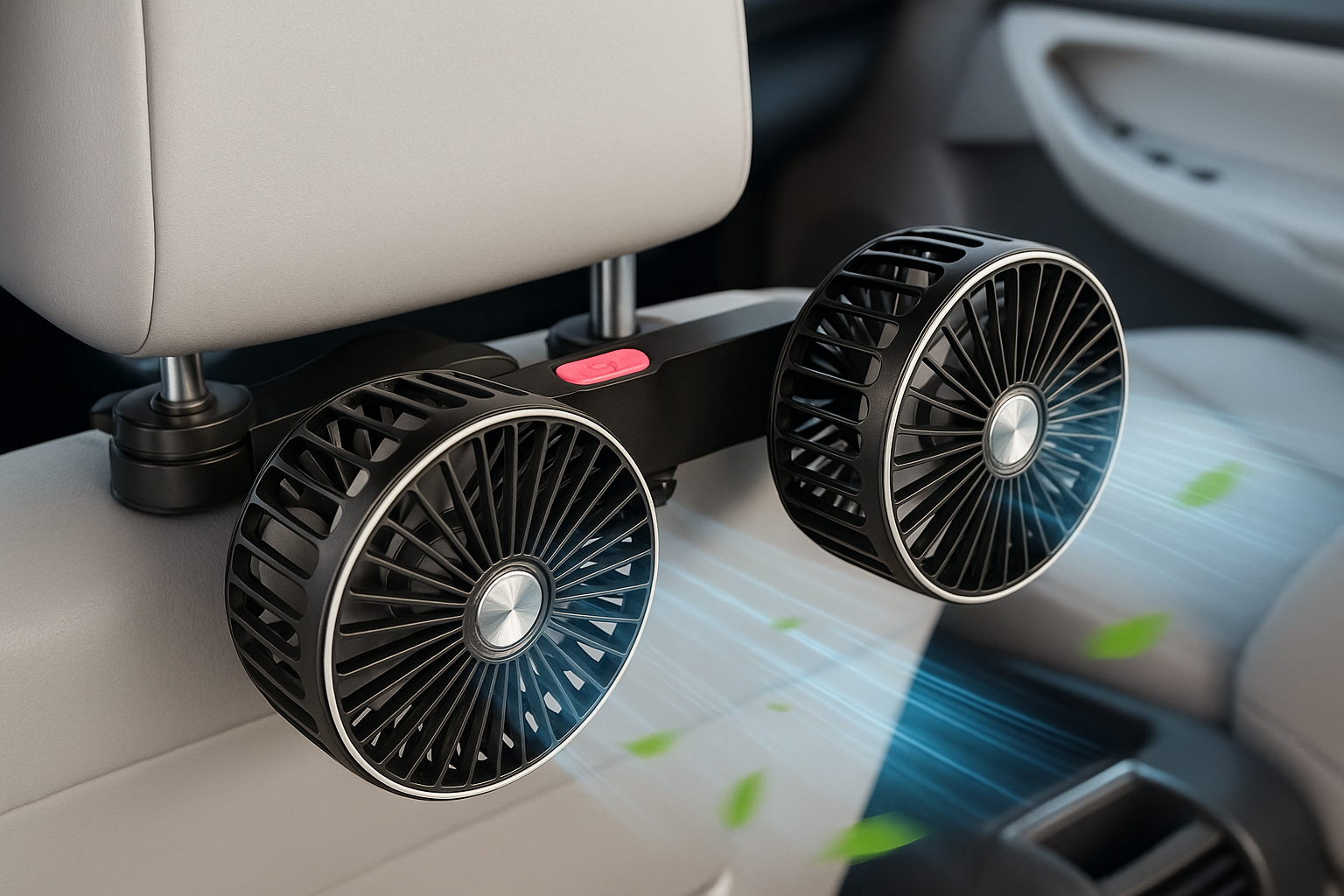 AI Mode On Car Dual-Head Fan – 360° Cooling Comfort