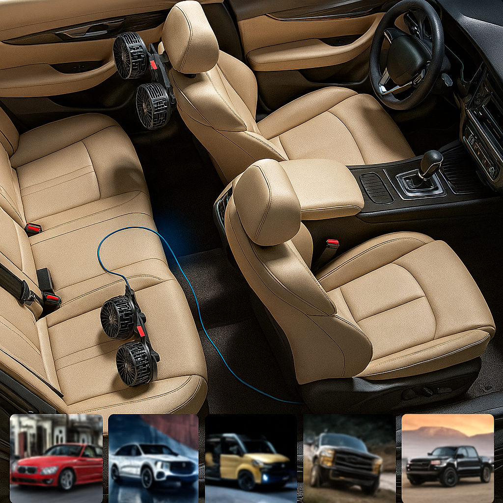 AI Mode On Car Dual-Head Fan – 360° Cooling Comfort